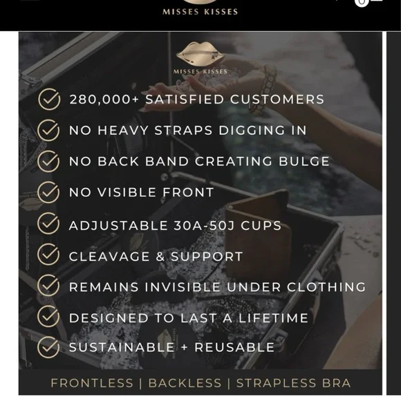 Misses Kisses Moderate Frontless & Backless Bra Plunging Necklines & Backless - Picture 11 of 11